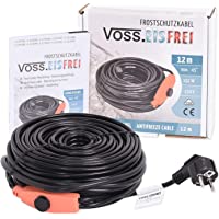 Cable calefactor con protección contra heladas (12 m- con termostato de botón- sin VOSS- 230 V- cable calefactor para…